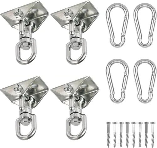Miniatura 10 de Albo Gancho para colgar en el techo de 2650 libras para hamaca y columpio de porche, soporte resistente giratorio de 360° con mosquetón