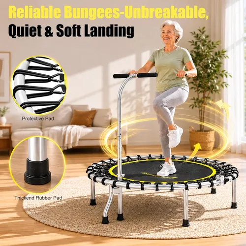 Miniatura 3 de SkyBound Mini Rebounder Trampoline for Adults Foldable Fitness Rebounder with Adjustable T-Bar Handle - 40" Exercise Trampoline for Kids & Adults