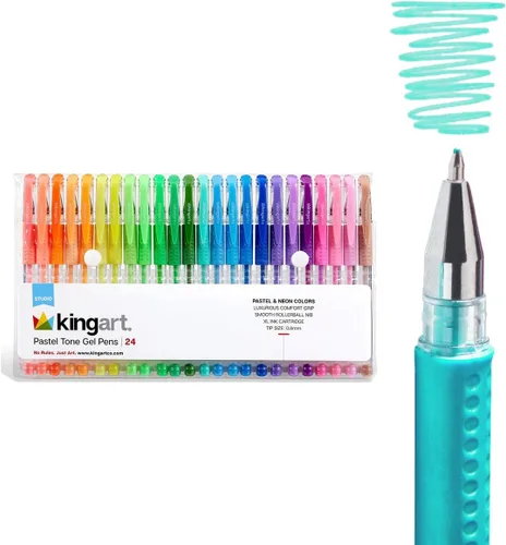 Miniatura 10 de KINGART Studio - Juego de 24 bolígrafos de gel de tono verde – Agarre suave y cómodo – Punta redonda suave para detalles precisos – 24 tonos verdes