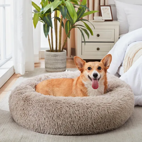 Miniatura 85 de WESTERN HOME WH Cama calmante para perros y gatos, dona acogedora anti-ansiedad, cama redonda cálida y acogedora de piel sintética, suave y azul