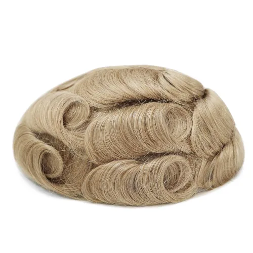 Miniatura 8 de HAIR NATURE Extensiones de pelo para hombre, tupé para hombres, sistema de reemplazo de cabello rubio, piel ultra fina de 0.001 in, unidad # 22R