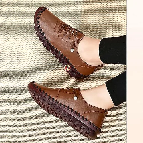 Miniatura 5 de Ortho Stride Plus Zapatos para mujer, zapatos ortopédicos suaves, zapatos planos antideslizantes de cabeza redonda, zapatos planos de cuero suave