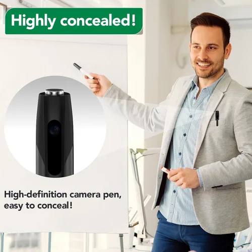 Miniatura 7 de Mini bolígrafo de cámara oculta con tarjeta de memoria de 64 GB, cámara de niñera pequeña HD de 1080P, bolígrafo de seguridad recargable por USB