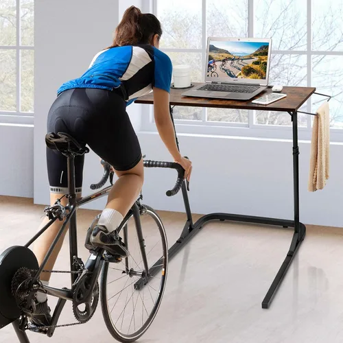 Miniatura 2 de ikkle Escritorio ajustable para entrenamiento de bicicleta, estación de trabajo portátil, escritorio de pie para ciclismo interior y entrenador