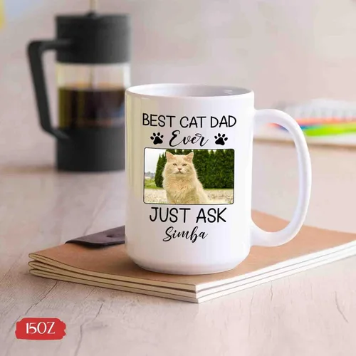 Miniatura 4 de Taza de café personalizada con foto de gato, taza de café para amantes de los gatos con nombre, con texto en inglés "It's Too Peopley Outside Cat