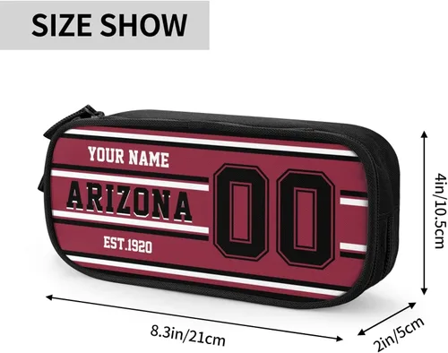 Miniatura 3 de Estuche de lápices personalizado Arizona con número de nombre, caja de lápices personalizada estilo fútbol, estuche de bolígrafo personalizado