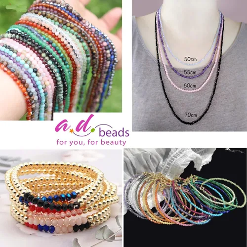Miniatura 5 de AD Beads Cuentas naturales de piedras preciosas con corte de diamante micro facetado de 4 mm pequeñas y redondas para hacer collares y pulseras DIY