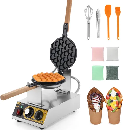 Dyna-Living Burbuja Waffle Maker Comercial Bubble Waffle Iron 1400W Máquina eléctrica de acero inoxidable Hong Kong, máquina de gofres de hojaldre