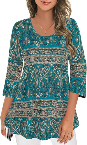 Miniatura 2 de Tencole Camisas de manga 34 para mujer, túnica elegante, ropa casual con estampado floral