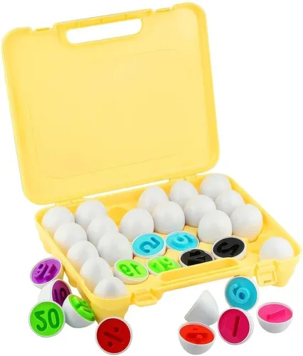 Miniatura 11 de Dimple 12 piezas de juguete a juego de huevos de automóvil con soporte – Huevos de Pascua STEM, rompecabezas educativo de forma y color, huevos