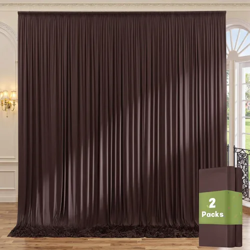 Miniatura 82 de Cortinas de telón de fondo granate de 10 pies x 10 pies sin arrugas para fiestas, 2 paneles de cortinas de telón de fondo de poliéster sedoso