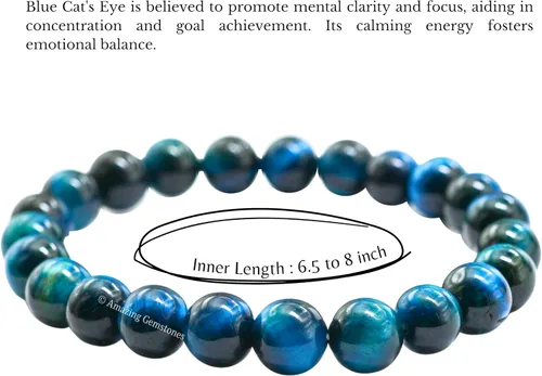 Miniatura 262 de Amazing Gemstone Pulsera de cristal para mujeres y hombres, pulsera de cristal curativo de protección, pulsera elástica con cuentas de piedras