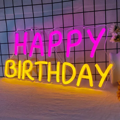Miniatura 2 de Letrero de neón de feliz cumpleaños, tablero de luz brillante de feliz cumpleaños, tablero de luz de neón de feliz cumpleaños, adecuado para todas