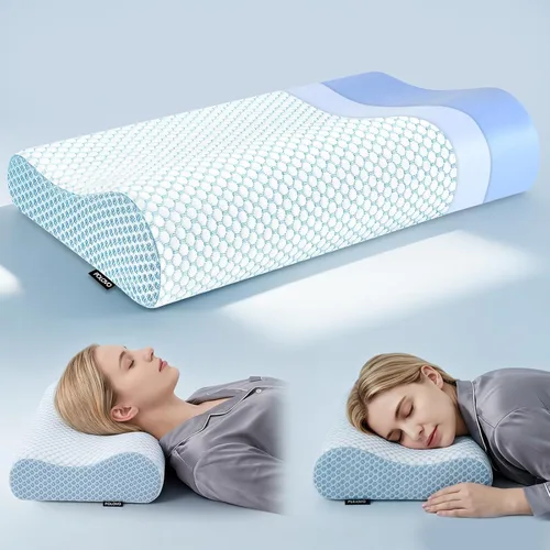 Miniatura 10 de Almohada cervical de contorno de espuma viscoelástica para aliviar el dolor, almohada de cama para dormir, almohada ergonómica para dolor de cuello