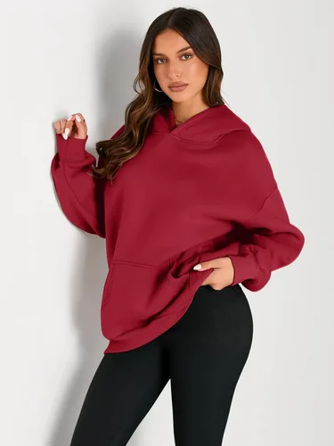 Miniatura 8 de Trendy Queen - Sudaderas extragrandes con capucha para mujer, suéteres de manga larga, sin botones, de vellón, de otoño, ropa de invierno