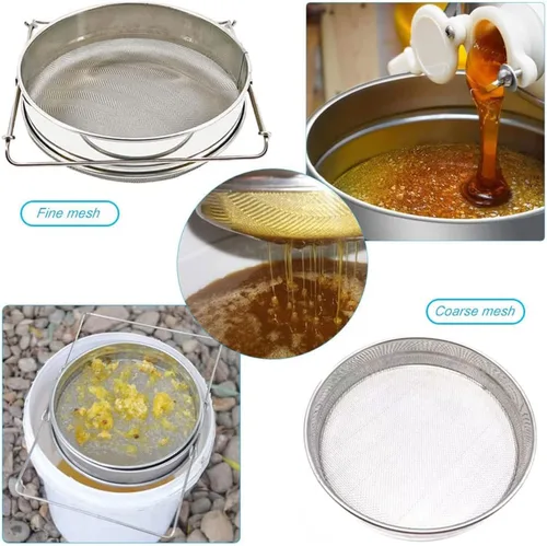 Miniatura 6 de Colador de miel para cubo de 5 galones de acero inoxidable doble tamiz filtro de miel para miel limpia con brazos extensibles de hasta 16.5 pulgadas