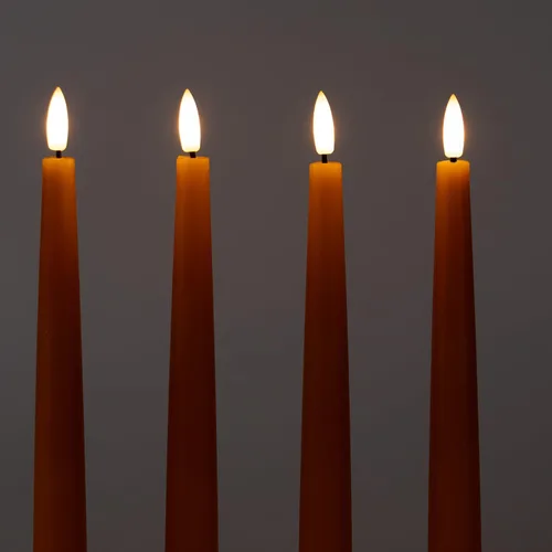 Miniatura 2 de Fanna Velas cónicas sin llama de cera real naranja de 9.6 pulgadas con temporizador, velas LED que funcionan con pilas para Halloween, cosecha