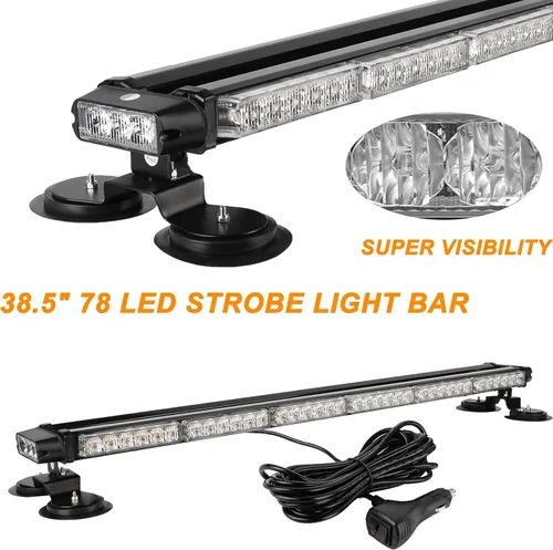 Miniatura 2 de ASPL Barra de luz estroboscópica LED de 38.5 pulgadas, 78 LED, doble cara, intermitente, de alta intensidad, luz estroboscópica de advertencia
