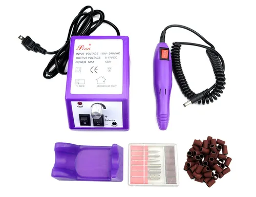 Miniatura 8 de Taladro eléctrico profesional de 20,000 rpm, para arte de uñas, máquina rápida de acristalamiento, con 1 paquete de bandas de lijado (negro)