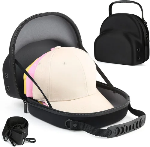 Miniatura 13 de GERMUN Funda rígida para gorra de béisbol, funda de viaje con correa ajustable para el hombro, funda para 12 gorras de béisbol, perfecta para viajes