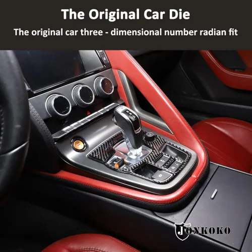 Miniatura 3 de Adhesivo suave de fibra de carbono para el interior del automóvil para Jaguar F-Type 2013-2026 Cubierta de la consola central (estilo B, negro)