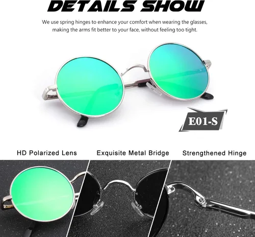 Miniatura 5 de CGID Gafas de sol unisex polarizadas redondas E01 Lennon