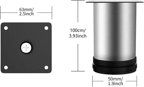Miniatura 2 de Patas de acero inoxidable para muebles, patas ajustables de metal para escritorio, mesa de oficina para el hogar, proyectos de bricolaje, soporte
