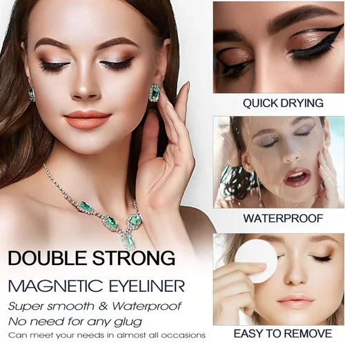 Miniatura 4 de Pestañas magnéticas con kit de delineador de ojos, pestañas magnéticas de aspecto natural, mejoradas de larga duración, 10 pares de pestañas