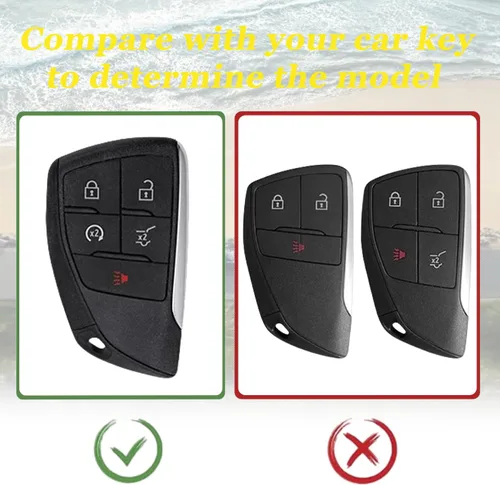 Miniatura 2 de WJS Funda para Llavero, Carcasa Protectora para Llave de Automóvil Compatible con Chevy Silverado Equinox Traverse 2022-2025; GMC Sierra 1500 2500HD