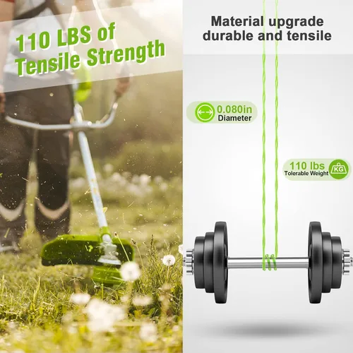 Miniatura 4 de 7 cuerdas de repuesto AC80RL3 compatibles con Ryobi One Plus+, 0.080 pulgadas de diámetro Refll y tapa de cubierta AC14HCA para recortadoras