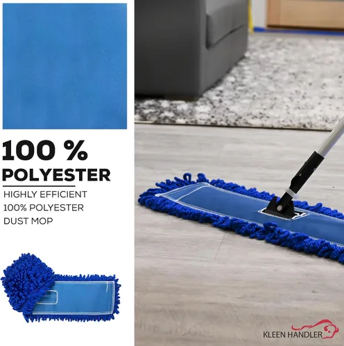 Miniatura 7 de Kleen Handler Mopa de polvo de microfibra de 24 pulgadas Reemplazo de cabezal de trapeador comercial lavable medio, paquete de 12 Azul - 24