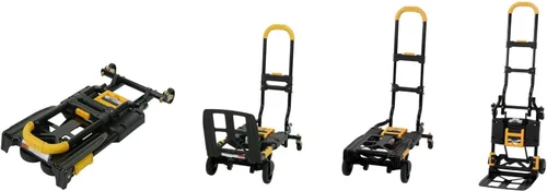 Miniatura 6 de COSCO 12225YGB1E Camión de mano plegable 2 en 1, capacidad de 300 libras, multiposición con mango extensible, negro/amarillo