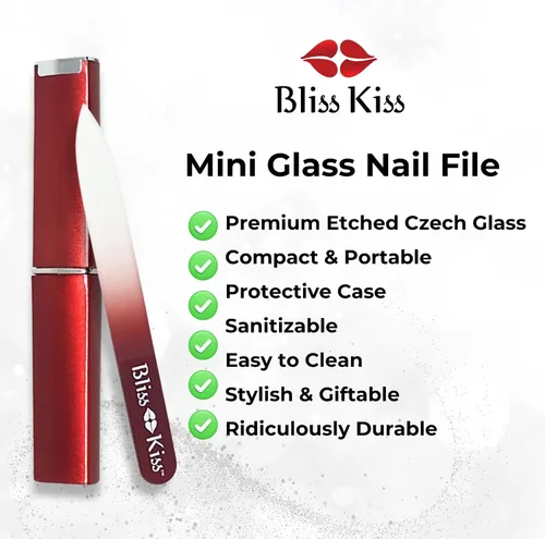 Miniatura 2 de Lima de uñas con punta de cristal, de Bliss Kiss, S, Rojo