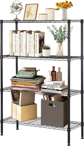 Miniatura 21 de Estantería de alambre de 6 niveles con ruedas, estantes de almacenamiento resistentes, organizador de cocina de garaje NSF, estante de alambre Negro