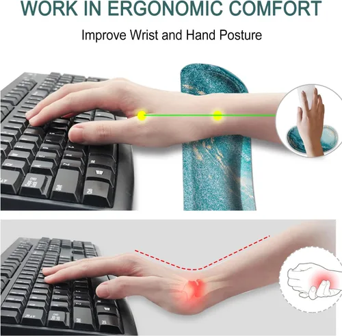 Miniatura 3 de Juego de alfombrillas de mouse para teclado, alfombrilla de mouse grande para juegos + reposamuñecas para teclado + juego de posavasos, 4 Azul