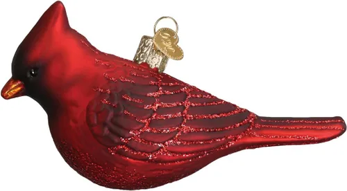 Miniatura 17 de Old World Christmas Mini adorno de cristal cardenal rojo soplado para árbol de Navidad, decoración navideña artesanal, colección de observadores
