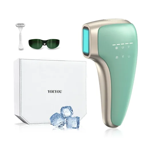 Depilación láser IPL indolora para mujeres y hombres, tecnología de enfriamiento de hielo de zafiro de 39 °F, dispositivo de depilación láser en
