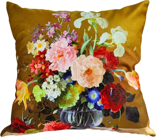 Miniatura 40 de Funda de cojín floral ligera de lujo, 18 x 18 pulgadas, pintura al óleo retro victoriana de doble cara, fondo negro, flor vibrante, funda de cojín