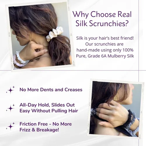 Miniatura 2 de Mulberry Park Silks 100% seda pura, paquete de 3 unidades, evita el encrespamiento, reduce la rotura, suave para todo tipo de cabello, accesorios
