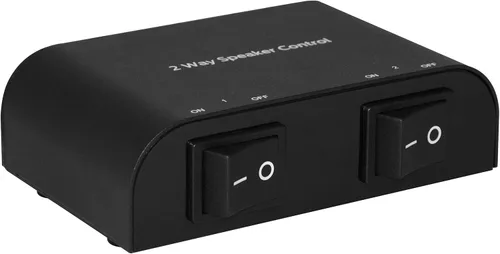 61049 Interruptor de altavoz de 2 o 4 vías, 1 en 2 salidas o 1 en 4 salidas Selector de altavoces estéreo con conexiones tipo tornillo, caja Negro 1