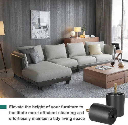 Miniatura 6 de Pernos de rosca métrica M8-1.25, patas de plástico para muebles de 2.4 pulgadas, patas de sofá redondas negras cónicas con tuercas en T, repuesto