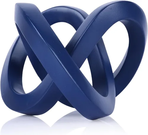 DOVDOV Escultura decorativa de nudo azul, estética de decoración de habitación azul, estatua de anillo Mobius para estantería, sala de estar, mueble