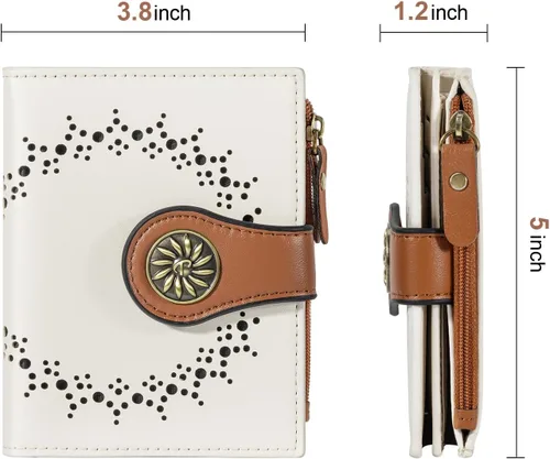 Miniatura 7 de Tipmile Billeteras pequeñas de cuero para mujer, con 2 ventanas de identificación, con bloqueo RFID, tarjetero con cremallera y bolsillo