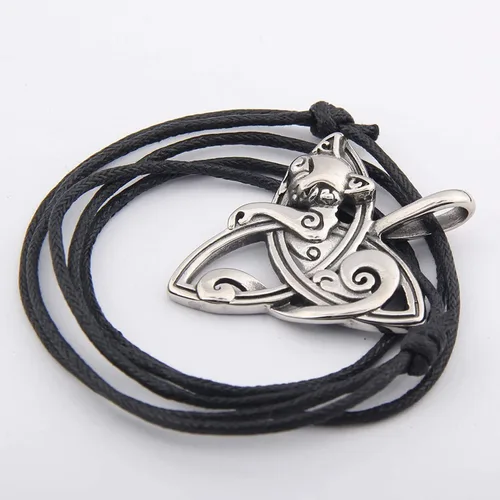 Miniatura 4 de GUNGNEER Collar con colgante de gato celta con nudo de triquetra Símbolo animal del zodiaco celta Joyería celta irlandesa