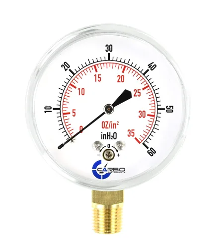 Miniatura 14 de Medidor de cápsula de baja presión de diafragma, esfera de 2-1/2", rango de 5 PSI, montaje inferior NPT de 1/4", caja de acero cromado, internos