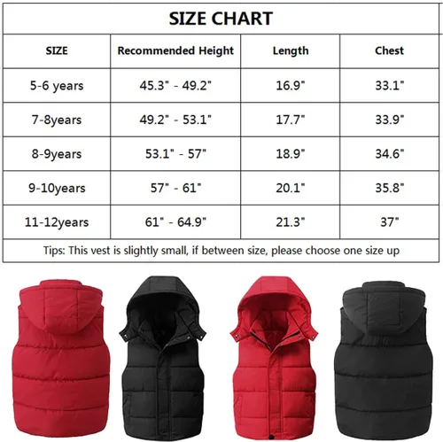 Miniatura 7 de Chaleco acolchado con capucha y cremallera para niños y niñas 5-12T