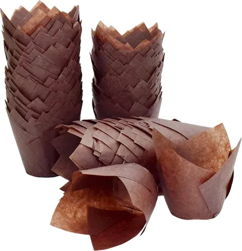 Miniatura 8 de 200 moldes para cupcakes tipo tulipán, moldes estándar de papel antiadherente para hornear, porta-moldes para muffins, perfectos para despedidas
