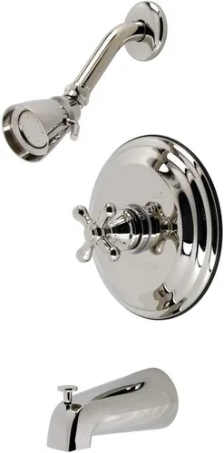 Miniatura 8 de Kingston Brass KB3637AX Restoration Grifo de bañera y ducha con equilibrio de presión de un solo mango en latón cepillado Cobrizo cepillado