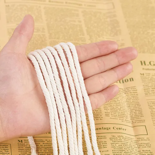 Miniatura 4 de Cuerda de macramé 5 mm x 328 yardas, cuerda de macramé de algodón natural - 4 hilos de cuerda de algodón trenzada para colgar en la pared, ganchos