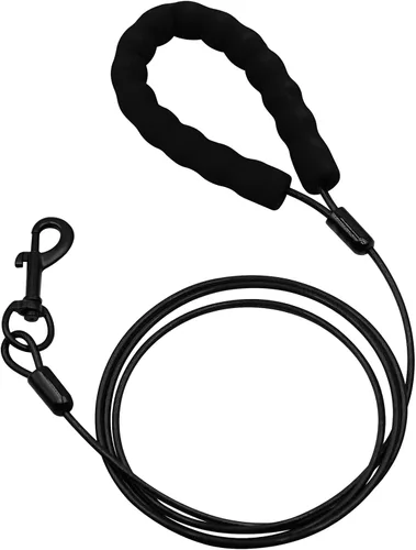 Correas resistentes para perros a prueba de mordidas y cómodo mango acolchado de 4/5/6 pies, cuerda de seguridad de metal de acero con hebilla